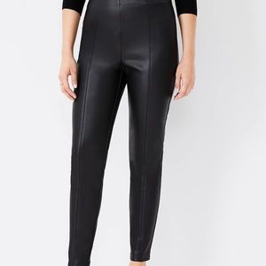 The Faux Leather Seamed Side Zip Legging